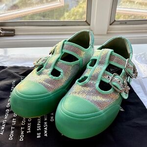 John Fluevog Super Provog Lancing Double T-strap Sequins